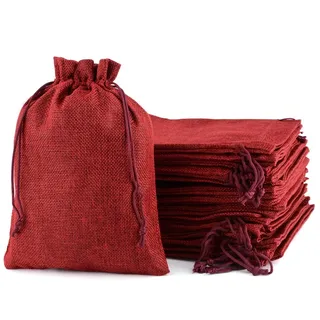 CLTPY 25 Stück Jutesäckchen mit Kordelzug, Jute Beutel 17 x 23 cm Baumwollsäckchen Stoffbeutel für Adventskalender Geschenksäckchen für Hochzeit Mitbringsel Weihnachten
