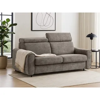 beautysofa Schlafcouch Velours 3-Sitzer Braun