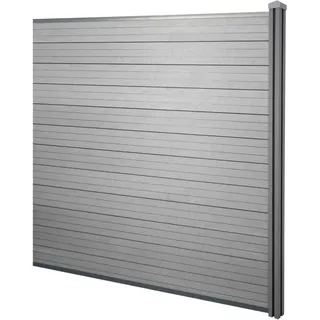 MCW WPC-Sichtschutz Savoie Windschutz Zaun WPC-Pfosten - Erweiterungselement 1,88m Grau