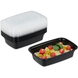 Relaxdays Meal-Prep-Boxen, Lunchbox, schwarz