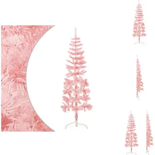 vidaXL Künstlicher Halb-Weihnachtsbaum mit Ständer Schlank Rosa 150 cm - Weihnachtsbäume - Rosa