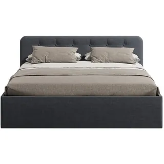 home collective Polsterbett 200x200 cm Doppelbett Bett mit verstellbarem Lattenrost & Bettkasten, gepolstertes Kopfteil, Germany | Anthrazit - Dunkelgrau
