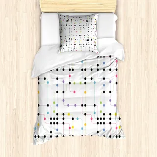 ABAKUHAUS Bunt Mantele, City Metro Scheme, Milbensicher Allergiker geeignet mit Kissenbezügen, 135 cm x 200 cm - 80 x 80 cm, Mehrfarbig