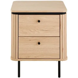 Calicosy Nachttisch mit 2 Schubladen und seitlichem Rillen-Effekt H55 cm malaga 48/55/40 cm , Apfelbaumfarben , Holzwerkstoff , 40x55x48 cm , Wohnzimmer, Regale, Wandregale