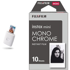 instax Mini LINK2 Smartphone Printer, Clay White & Mini Film, Monochrome (1x10 Aufnahmen)