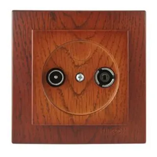 Fernseher, Einbausteckdose in Walnuss, Modell Serie 8000. Elegantes und funktionales Design, ideal für die Integration in jede Umgebung, ohne zusätzlichen Platz einzunehmen, und mit hochwertiger
