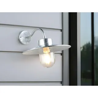 LED Retro Außenwandlampe Fassadenleuchte aus Metall feuerverzinkt IP44, H: 26cm