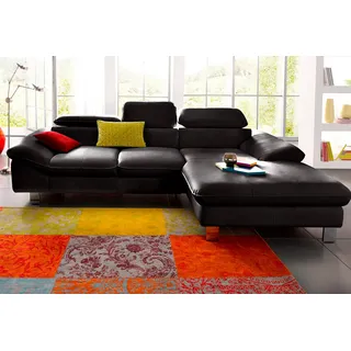 Cotta Ecksofa »Driver L-Form« mit Kopfteilverstellung, wahlweise mit Bettfunktion & Bettkasten, schwarz,