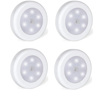 Foonii LED Nachtlicht mit Innen Bewegungsmelder,led lampe batteriebetrieben 3M Klebend für Flur Küche Schlafzimmer Treppe Schrank (Magnetisch) (Weiß, 4er set)