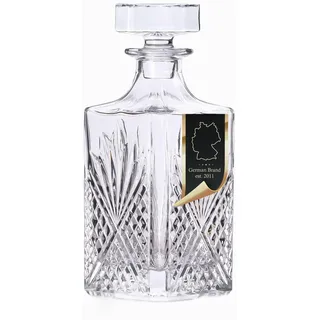 Intirilife edle Whisky Karaffe - Füllmenge 800 ml - Whisky Dekanter mit Stopfen- Glas Karaffe Spirituosen- Decanter für Whiskey Cognac Likör Rum Vodka Scotch - Whiskeyflasche für Männer