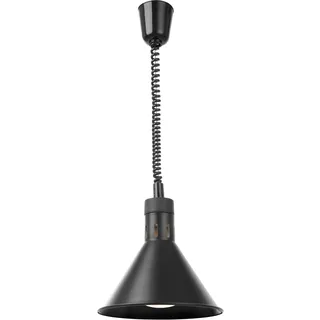 HENDI Wärmelampe, Konisch, Inkl. Bruchsicher Infrarotlampe, Höhenverstellbar, zum Warmhalten von Speisen, Speisenwärmer, E27 Fassung, 230V/250W, ø275x(H)250mm, Aluminium, Schwarz