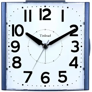 Tinload Analog Seniorenwecker mit Nachtlicht, 4.7 Zoll großes Zifferblatt, Tischuhr mit Schlummerfunktion, laut, ansteigendem 3-stufigem Glockenton, Batteriebetrieben(Blau)