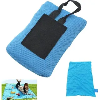 Unyqoos® Mini-Picknickdecke 70 x 110 cm – wasserdichte Nylon-Campingdecke, ultraleicht & reißfest, kompakt als Stranddecke & Sitzkissen, blau, 1 Stück - Blau