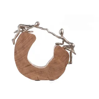 Casablanca by Gilde Casablanca Deko Skulptur Figur - Support - handgefertigt aus Mangoholz Aluminium - Dekoration Wohnzimmer Geschenk Geburtstagsgeschenk - Höhe 24 cm