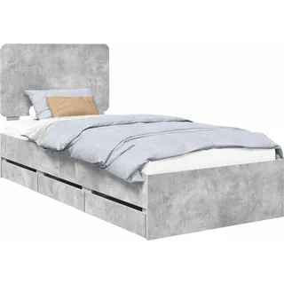 vidaXL Bettrahmen mit Kopfteil Beton Grau 90 x 190 cm Ingenieurs Holz - Grau