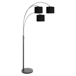 Stehlampe - schwarz - Sparkled Light - leinen metall textil - bogenlampe - E27 - 3977ZW - Steinhauer - Schwarz