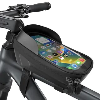 Fahrradtasche Rahmen,1.25L Wasserdicht Handytasche Fahrrad für Smartphone bis zu 6.8 Zoll,mit TPU Sensitivem Touchscreen für den männlichen Radsportler Fahrradzubehör,für Montainbikes,Rennrad, Ebikes