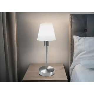 Tischlampe mit Glas Lampenschirm, Nachttischlampe per touch dimmbar Höhe 32cm