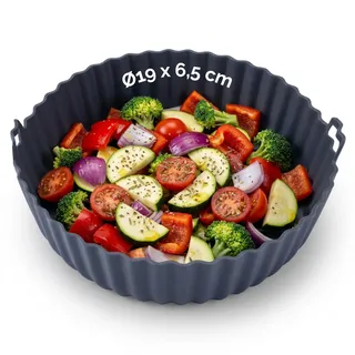 Fackelmann Silikonform für Heißluftfritteuse 22 cm Aschgrau
