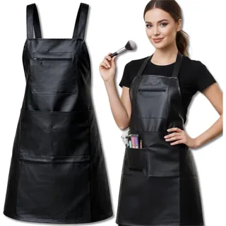 EDIBAZZAR | Schützende Küchenschürze für Damen und Herren, wasserdicht, mit Taschen, schwarz