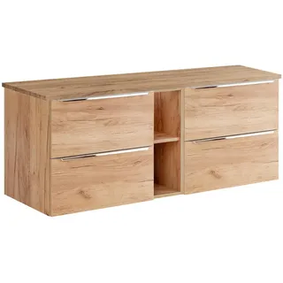 Petits-meubles Waschtischunterschrank 140.4cm April Holz , Braun , Holzwerkstoff , 140.4x59x46 cm , Badezimmer, Badmöbel, Unterschränke