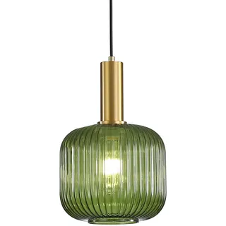 HJXDtech Moderne Vintage Glas Lampenschirm Hängeleuchten & Pendelleuchten, E27 Gold Lampenfassung, Hängelampe einflammig für Küche, Esstisch, Schlafzimmer und Wohnzimmer (Grünes, 20cm)