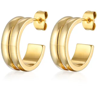 Elli Ohrstecker Creolen Rillen Design goldfarben 375