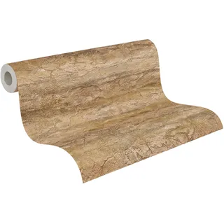 A.S. Création Vibes & Styles Tamika Raw Heritage Vliestapete – Erdige Savannen-Struktur, Warme Brauntöne, Vinyl-Oberfläche, Steintapete, Landhaus, 10,05 m x 0,53 m, Braun/Beige - 791994