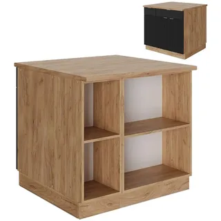 Vicco Kücheninsel Fame-Line, Schwarz gestreift, 90 cm mit Schublade, ohne Arbeitsplatte , Holzwerkstoff , 90x82x60 cm , Küchen, Küchenmöbel, Kücheninseln