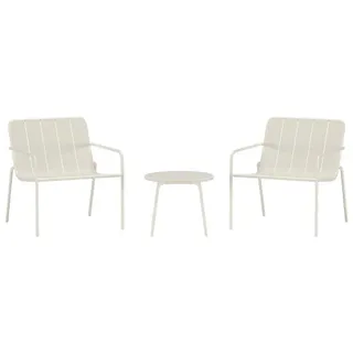 ebuy24 Lounge-Set, Minos, Tisch Beige, Stahl, 50 x 50 x 40 cm, 3-teilig , Metall , Gartenmöbel, Gartengarnituren, Gartenmöbel-Sets