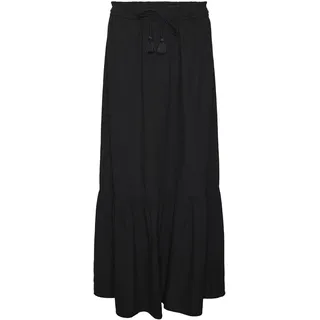 VERO MODA Damen Maxi Rock VMPretty Langer Sommerrock Boho 10311167 Black L