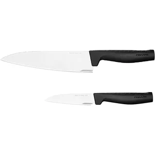 Fiskars Messer-Set, Hard Edge, Kochmesser und Gemüsemesser, Elegantes Design, Gesamtlänge: 33,1 cm und 22,8 cm, Rostfreier Stahl/Kunststoff, 1051778