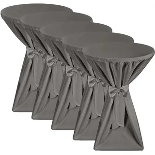 Beautissu Premium Stehtischhusse ø 80cm Anthrazit 5tlg