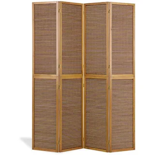 Homestyle4u Paravent 4-tlg. 160/200 cm Braun | Holz , 160x200x2 cm , Wohnzimmer, Raumteiler, Paravents