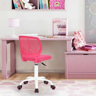 FurnitureR Schreibtischstuhl, Studiendrehstuhl ohne Armlehnen, höhenverstellbarer Bürostuhl, Arbeitsstuhl für Home Office, Schlafzimmer, Arbeitszimmer, Rosa