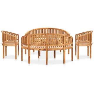 vidaXL 5-tlg. Garten-Lounge-Set Massivholz Teak - Braun
