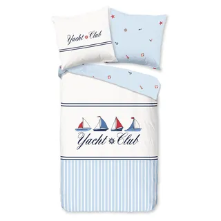Duvet cover Good Morning 135x200 + 1* 80x80 cm - Nautical style (text) - Blau