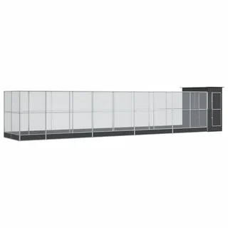 vidaXL Voliere mit Erweiterung Silbern 1037x203x216 cm Stahl - Silber