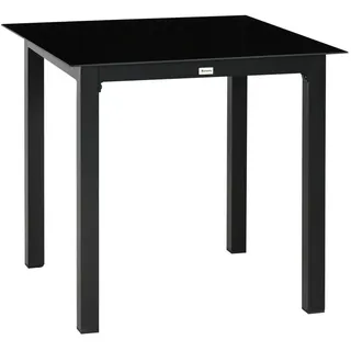 Okwish Gartentisch 80/80/74 cm schwarz aus Aluminium mit Glasplatte , Schwarz , Metall , 80x74x80 cm , Gartenmöbel, Gartentische, Gartentische