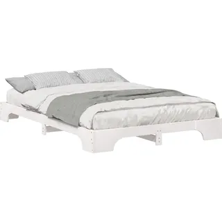 vidaXL Bettrahmen Weiß 140 x 220 cm Massives Kiefernholz - Weiß