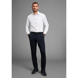 Langarmhemd BRUNO BANANI "elastische Baumwollqualität", Herren, Gr. XL (43/44), N-Gr, weiß, Web, Obermaterial: 97% Baumwolle, 3% Elasthan, unifarben, slim fit hüftlang, mit Knöpfen,Ärmel mit Ärmelschlitz 2-Knopf-Manschette, Hemden Langarmhemd, für maximale Bewegungsfreiheit durch Stretch