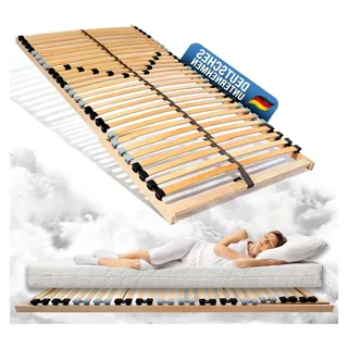 Lattenrost starr Ergo NV 100 x 200 cm 7-Zonen 28 Leisten Mittelzonenverstellung, Härtegrad einstellbar für Doppelbetten - geeignet für alle Matratzenarten