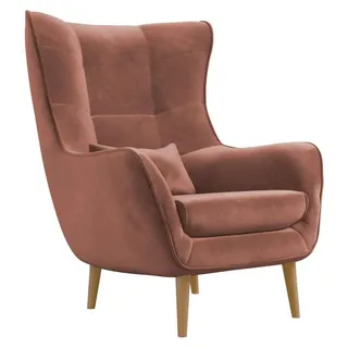 MIRJAN24 Polstersessel Estjano, Ohrensessel, Relaxsessel, Stilvoll Wohnzimmer Sessel (Farbe: Kronos 29) - Rosa, Beige