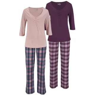 VIVANCE DREAMS Damen Pyjama rosa-kariert, bordeaux-kariert Gr.36/38