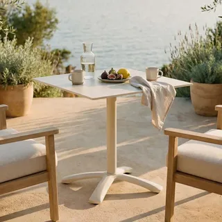 Idimex Gartentisch Masa , Creme , Metall, Metall , Mode , 70x74x70 cm , Gartenmöbel, Gartentische