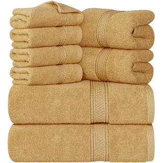 Utopia Towels - 8 teilig Handtücher Set aus Baumwolle mit Aufhänger - 2 Badetuch, 2 Handtücher und 4 Washclappen - (Beige)