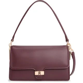 Umhängetasche TOMMY HILFIGER "TH HERITAGE CONV CROSSOVER", Damen, Gr. B/H/T: 25cm x 15cm x 9cm, dunkelrot, Lederimitat, Taschen Umhängetasche, Damen Tragetasche, Abendtasche mit Logo-Schmuckelement