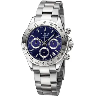 Elysee Herrenuhr Sport Chrono. 40 10 ATM 100% Edelstahl Herren Keramik Lünette blau 80601, 80602, 80603, 80604, 80605, 80612