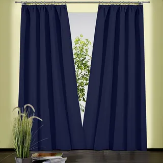 Weckbrodt Vorhang "Sento" Kräuselband 1 Stk. tlg. Baumwolle, blickdicht, matte Struktur, unifarben, Gardine, Store, dunkelblau
