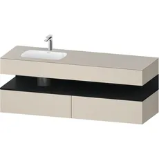 Duravit Qatego Einbauwaschtisch mit Konsolenwaschtischunterbau, 1600x550x600mm, Nische Eiche Schwarz, Becken links, QA4795016, Farbe: Taupe Supermatt/mit Nischenbeleuchtung